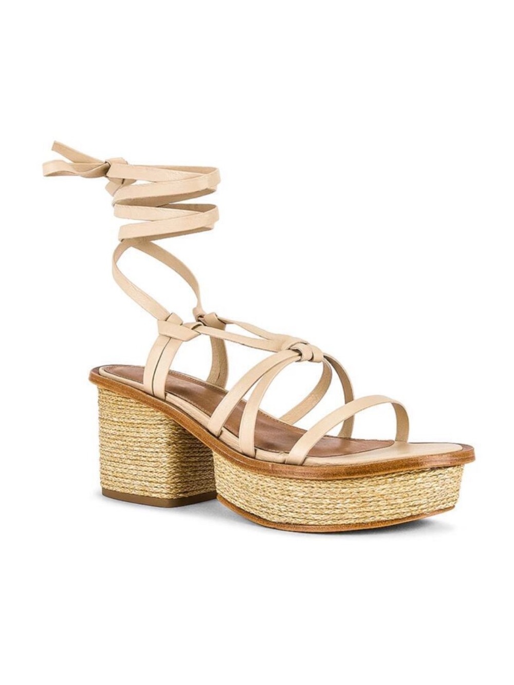 Raye Claudia Nude Leather Jute Heels